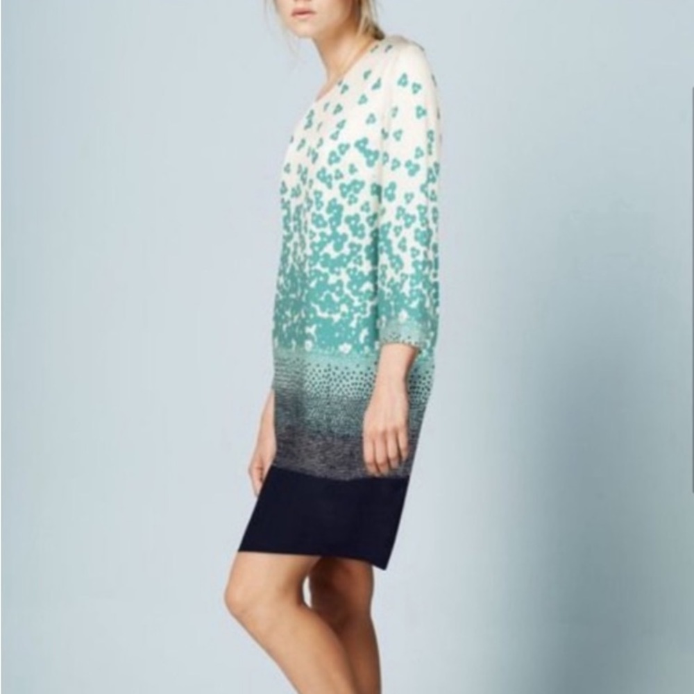 Boden Blue Azalea Floral Shift Silk Blend Dress Size 4